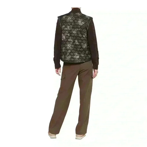 Curent air black floral long sleeve  woven combo jacket in brown. - Picture 2 of 7